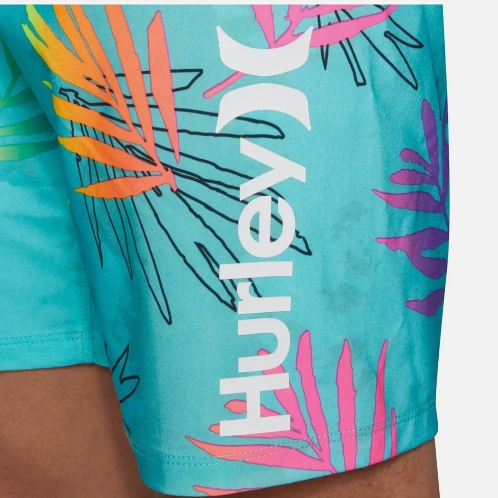 NWT Hurley Teal Tropical Print Swim Shorts